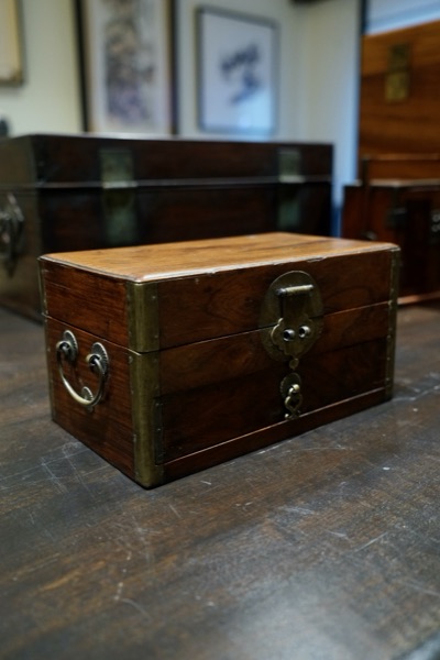 Reddish Hardwood Box With Brass Mounts