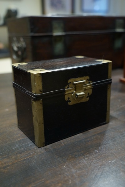 Dark Hardwood Box With Brass Mounts