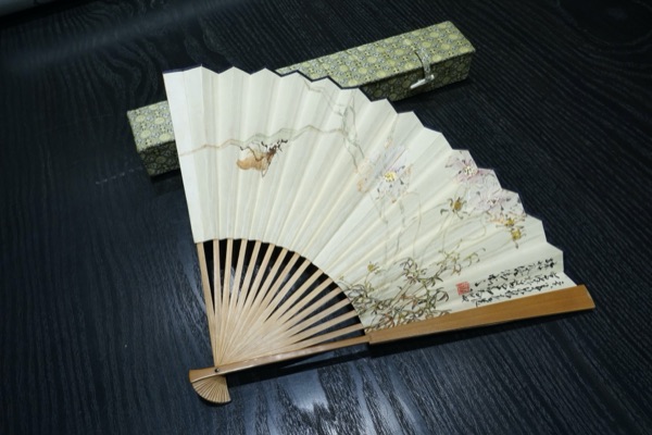 Folding Fan With Painted Leaf